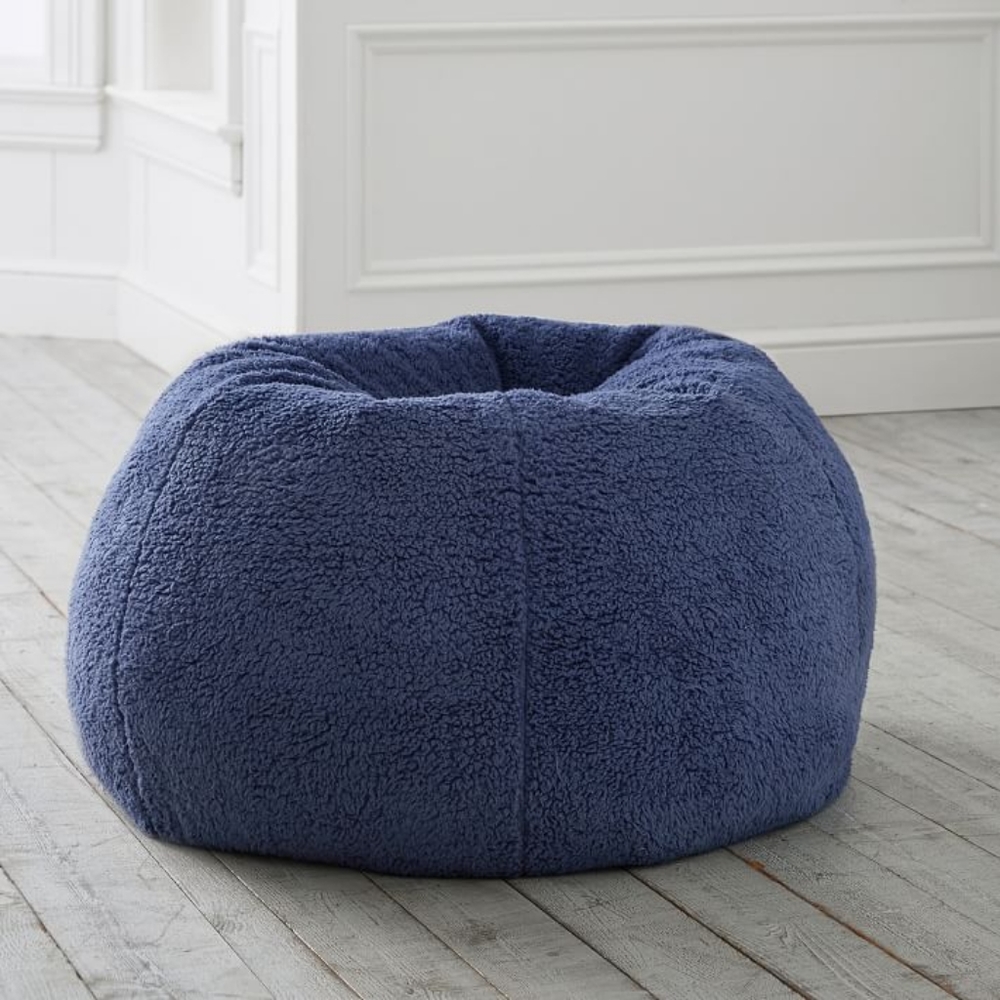 BNWT Pottery Barn Teen Large Indigo Sherpa bean bag chair cover